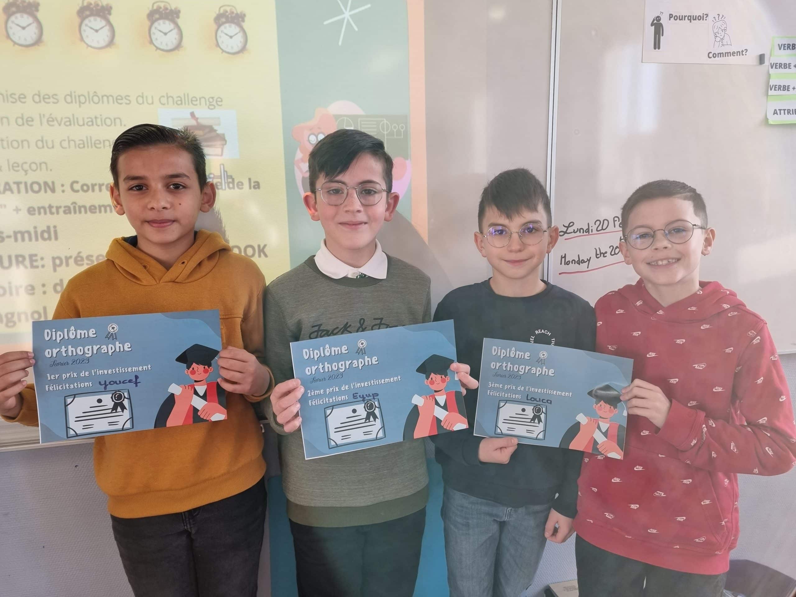 Remise des prix du challenge orthographe